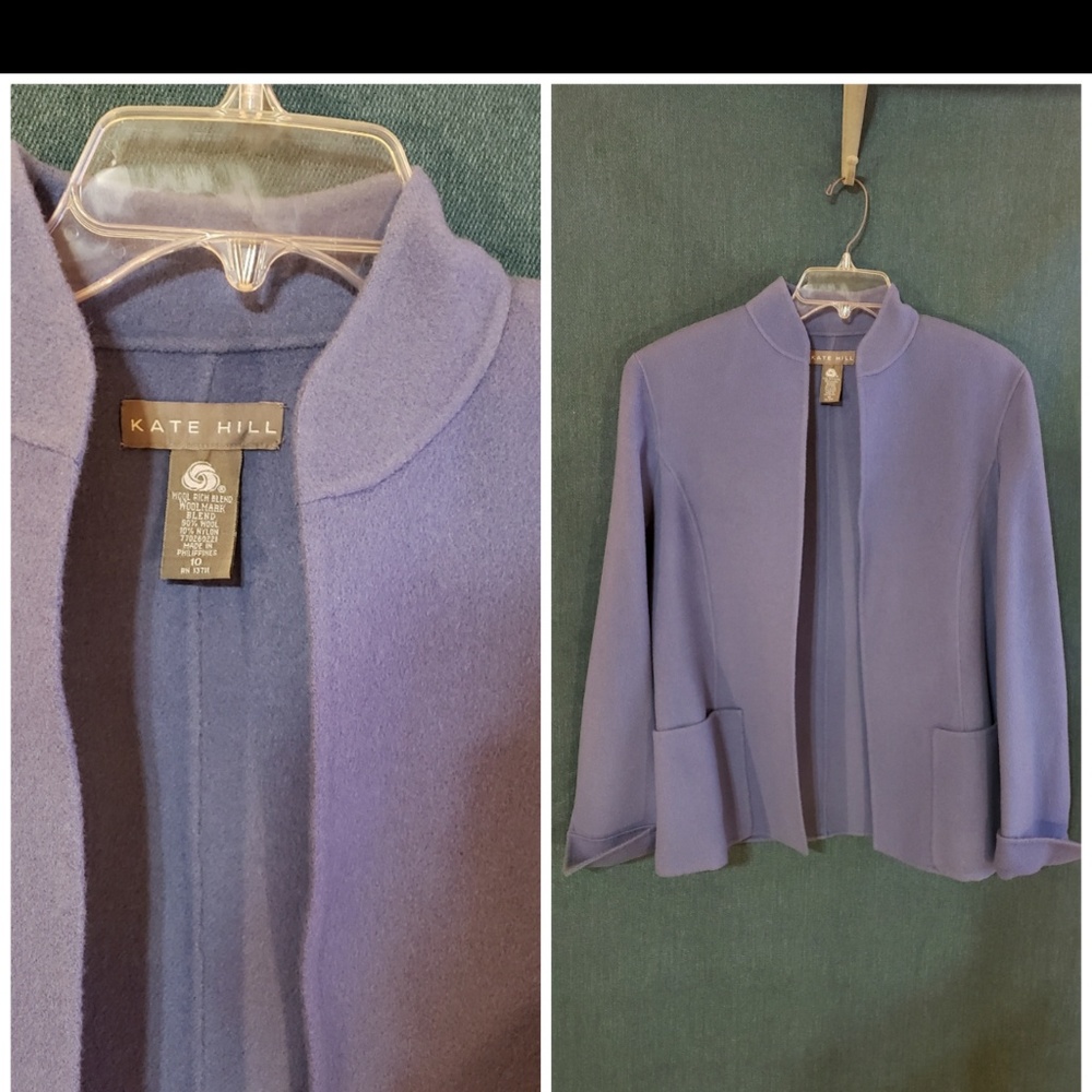 Kate Hill Blue Wool Blend Blazer